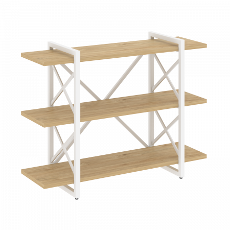 Loft Стеллаж на рег. опорах-3 полки VR.L-MST.O-3.8V Тиквуд Светлый/Металл Белый 1200*400*910