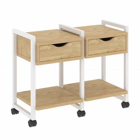 Loft Тумба на колесных опорах VR.L-TN-1.K Тиквуд Светлый/Металл Белый 970*460*767