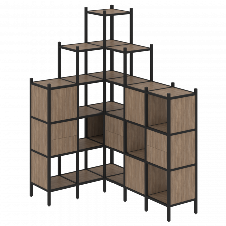 Loft Угловой внутренний стеллаж VR.L-43 Дуб Аризона/Металл Черный 1278*1694*2280