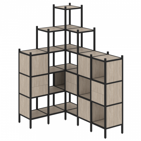 Loft Угловой внутренний стеллаж VR.L-43 Дуб Аттик/Металл Черный 1278*1694*2280