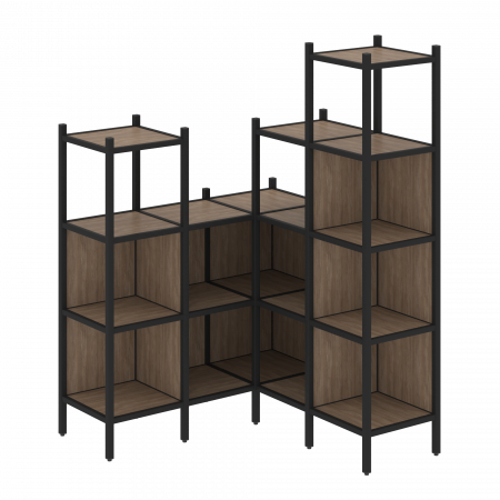 Loft Угловой внутренний стеллаж VR.L-39 Дуб Аризона/Металл Черный 1278*1278*1869