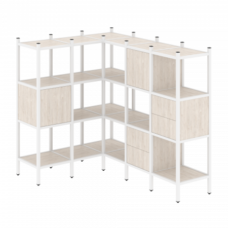 Loft Угловой внутренний стеллаж VR.L-30 Денвер Светлый/Металл Белый 1278*1278*1458
