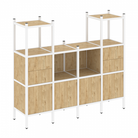 Loft Прямой стеллаж VR.L-14 Тиквуд Светлый/Металл Белый 1694*446*1458