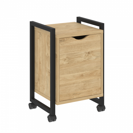 Loft Тумба на колесных опорах+фасад VR.L-T2.K Тиквуд Светлый/Металл Черный 500*460*767