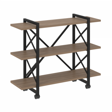 Loft Стеллаж на колесных опорах-3 полки VR.L-MST.K-3.8V Дуб Аризона/Металл Черный 1200*400*968