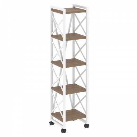 Loft Стеллаж на колесных опорах-5 полок VR.L-MST.K-5.4 Дуб Аризона/Металл Белый 400*400*1704