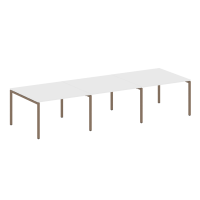 Metal System Quattro Переговорный стол (3 столешницы) на П-оразном м/к 40БП.ПРГ-3.2 Белый/Металл Мокко 3600*1235*750