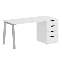 Home Office Стол письменный VR.SP-3-158.4.A Белый Бриллиант/Металл Серый 1580*720*750