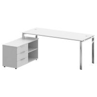 Metal System Direct Стол руковод. с тумбой БГ.СРТ-5.7 (L) Белый/Нержавеющая Сталь 1900*1520*750