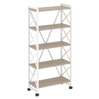 Loft Стеллаж на колесных опорах-5 полок VR.L-MST.K-5.8 Дуб Аттик/Металл Белый 800*400*1704