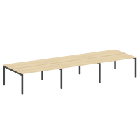 Metal System Quattro Рабочая станция на 6 раб. мест на П-образном м/к 50БП.СМ-6.4 Акация Лорка/Металл Антрацит 4800*1475*750