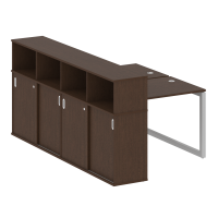 Metal System Quattro Рабочая станция с шкафом-купе на О-образном м/к 50БО.РС-СШК-4.1 Т Венге Цаво/Металл Серый 1410*2332*1098