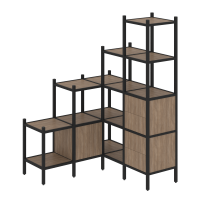 Loft Угловой внутренний стеллаж VR.L-40 Дуб Аризона/Металл Черный 1278*1278*1869