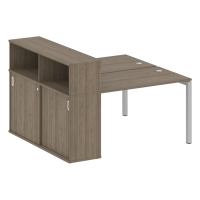 Metal System Quattro Рабочая станция с шкафом-купе на П-образном м/к 50БП.РС-СШК-2.2 Т Вяз Благородный/Металл Серый 1610*1475*1098