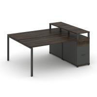 Concept Рабочая станция двухсторонняя с подвес. тумбами на 6 мест CN.DRS-155 W Дуб Мали/Антрацит/Металл Белый 4140*1480*750