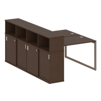 Metal System Quattro Рабочая станция с шкафом-купе на О-образном м/к 40БО.РС-СШК-4.2 Т Венге Цаво/Металл Мокко 1610*2332*1098