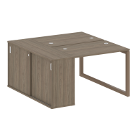Metal System Quattro Рабочая станция с шкафом-купе на О-образном м/к 50БО.РС-СШК-1.1 Т Вяз Благородный/Металл Мокко 1410*1475*750