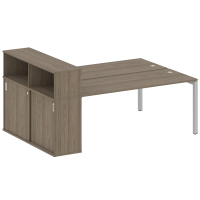Metal System Quattro Рабочая станция с шкафом-купе на П-образном м/к 50БП.РС-СШК-2.5 Т Вяз Благородный/Металл Серый 2210*1475*1098