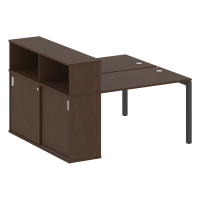 Metal System Quattro Рабочая станция с шкафом-купе на П-образном м/к 50БП.РС-СШК-2.2 Т Венге Цаво/Металл Антрацит 1610*1475*1098