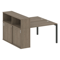 Metal System Quattro Рабочая станция с шкафом-купе на П-образном м/к 50БП.РС-СШК-2.2 Т Вяз Благородный/Металл Антрацит 1610*1475*1098