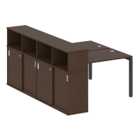 Metal System Quattro Рабочая станция с шкафом-купе на П-образном м/к 50БП.РС-СШК-4.2 Т Венге Цаво/Металл Антрацит 1610*2332*1098
