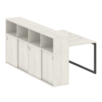 Metal System Quattro Рабочая станция с шкафом-купе на О-образном м/к 40БО.РС-СШК-4.1 Т Дуб Наварра/Металл Антрацит 1410*2332*1098