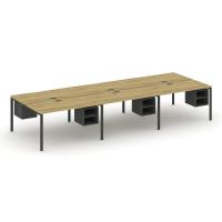 Concept Рабочая станция двухсторонняя с подвес. тумбами на 6 мест CN.DRS-148 Дуб Винченцо/Антрацит/Металл Антрацит 4740*1480*750