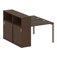 Metal System Quattro Рабочая станция с шкафом-купе на П-образном м/к 50БП.РС-СШК-2.1 Т Венге Цаво/Металл Мокко 1410*1475*1098
