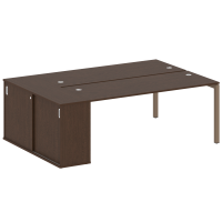 Metal System Quattro Рабочая станция с шкафом-купе на П-образном м/к 50БП.РС-СШК-1.5 Т Венге Цаво/Металл Мокко 2210*1475*750