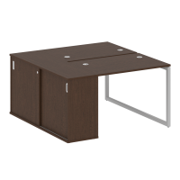 Metal System Quattro Рабочая станция с шкафом-купе на О-образном м/к 40БО.РС-СШК-1.1 Т Венге Цаво/Металл Серый 1410*1475*750
