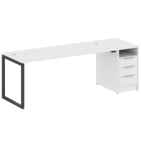 Metal System Quattro Рабочая станция с тумбой на О-образном м/к 40БО.РС-СТП-1.5 Белый/Металл Антрацит 2212*720*750