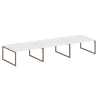 Metal System Quattro Рабочая станция на 6 раб. мест на О-образном м/к 50БО.СМ-6.4 Белый/Металл Мокко 4800*1475*750