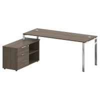 Metal System Direct Стол руковод. с тумбой БГ.СРТ-5.7 (L) Вяз Благородный/Нержавеющая Сталь 1900*1520*750