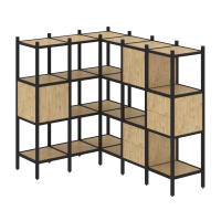 Loft Угловой внутренний стеллаж VR.L-30 Тиквуд Светлый/Металл Черный 1278*1278*1458