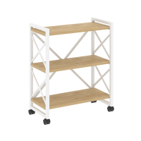 Loft Стеллаж на колесных опорах-3 полки VR.L-MST.K-3.8 Тиквуд Светлый/Металл Белый 800*400*968