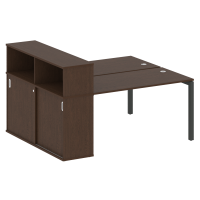 Metal System Quattro Рабочая станция с шкафом-купе на П-образном м/к 50БП.РС-СШК-2.3 Т Венге Цаво/Металл Антрацит 1810*1475*1098