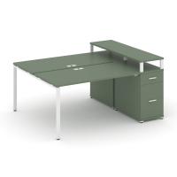 Concept Рабочая станция двухсторонняя с подвес. тумбами на 6 мест CN.DRS-155 B Сандал Янтарный/Антрацит/Металл Черный 4140*1480*750