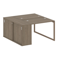 Metal System Quattro Рабочая станция с шкафом-купе на О-образном м/к 40БО.РС-СШК-1.1 Т Вяз Благородный/Металл Мокко 1410*1475*750