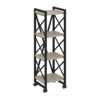 Loft Стеллаж на колесных опорах-4 полки VR.L-MST.K-4.4 Дуб Аттик/Металл Черный 400*400*1334