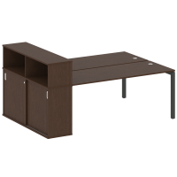 Metal System Quattro Рабочая станция с шкафом-купе на П-образном м/к 50БП.РС-СШК-2.5 Т Венге Цаво/Металл Антрацит 2210*1475*1098