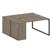 Metal System Quattro Рабочая станция с шкафом-купе на О-образном м/к 40БО.РС-СШК-1.2 Т Вяз Благородный/Металл Антрацит 1610*1475*750
