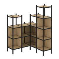 Loft Угловой внутренний стеллаж VR.L-39 Тиквуд Светлый/Металл Черный 1278*1278*1869
