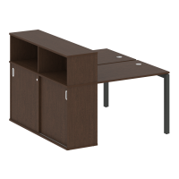 Metal System Quattro Рабочая станция с шкафом-купе на П-образном м/к 50БП.РС-СШК-2.1 Т Венге Цаво/Металл Антрацит 1410*1475*1098