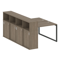 Metal System Quattro Рабочая станция с шкафом-купе на О-образном м/к 40БО.РС-СШК-4.2 Т Вяз Благородный/Металл Антрацит 1610*2332*1098