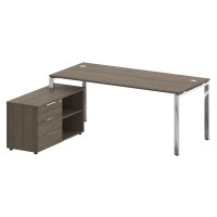 Metal System Direct Стол руковод. с тумбой БГ.СРТ-5.8 (L) Вяз Благородный/Нержавеющая Сталь 1900*1620*750