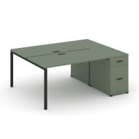 Concept Рабочая станция двухсторонняя с подвес. тумбами на 6 мест CN.DRS-147 Дуб Винченцо/Антрацит/Металл Черный 4140*1480*750
