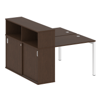 Metal System Quattro Рабочая станция с шкафом-купе на П-образном м/к 50БП.РС-СШК-2.1 Т Венге Цаво/Металл Белый 1410*1475*1098