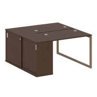 Metal System Quattro Рабочая станция с шкафом-купе на О-образном м/к 40БО.РС-СШК-1.1 Т Венге Цаво/Металл Мокко 1410*1475*750