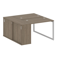 Metal System Quattro Рабочая станция с шкафом-купе на О-образном м/к 40БО.РС-СШК-1.1 Т Вяз Благородный/Металл Серый 1410*1475*750