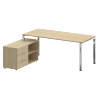 Metal System Direct Стол руковод. с тумбой БГ.СРТ-5.8 (L) Акация Лорка/Нержавеющая Сталь 1900*1620*750